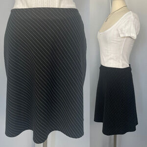 Y2K Mini Skirt Size 8 Black Pinstripe Low Rise A Line Office Siren Geek Chic Vtg